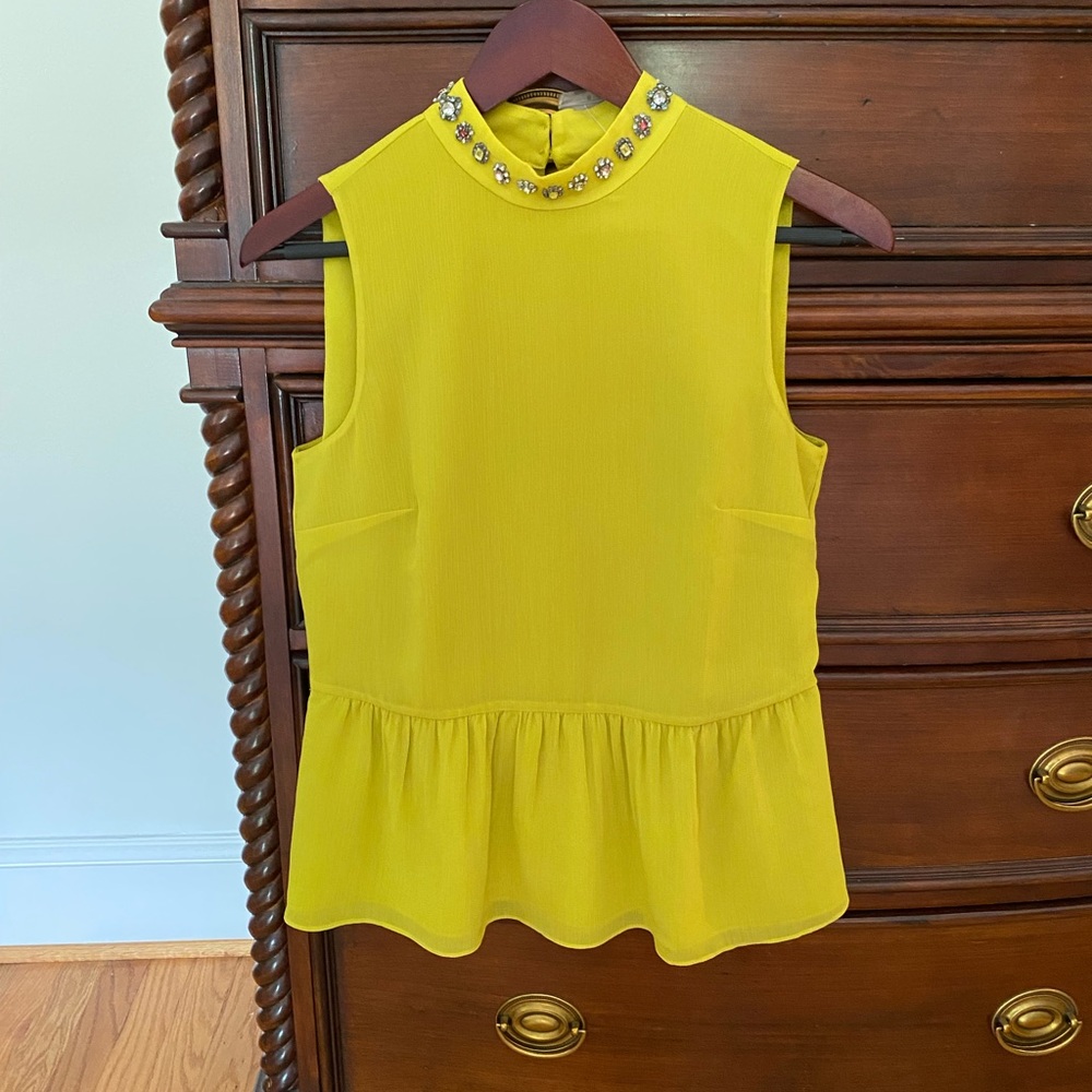 NWT Jcrew peplum top with jewel embroidered neckline